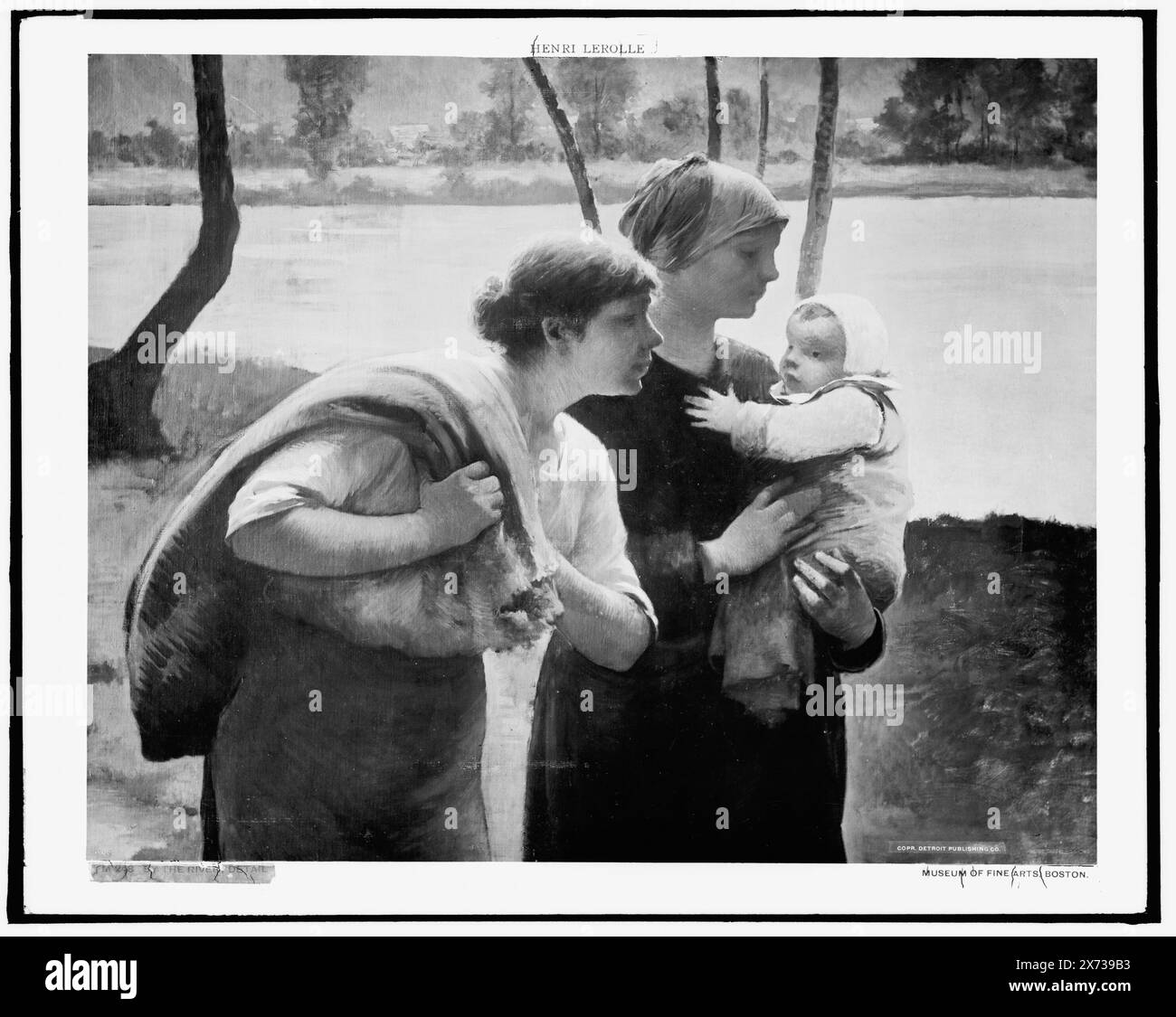 Au bord de la rivière, date basée sur Detroit, Thistle Publications (1912)., photographie de détail de la peinture au Museum of Fine Arts, Boston., Detroit Publishing Co. No. M248., Gift ; State Historical Society of Colorado ; 1949, Infants. , Femmes. , Rivers. Banque D'Images