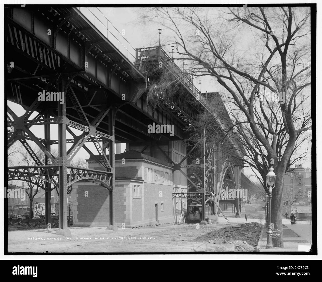 Où le métro est un surélevé, New York City, '519' sur négatif., Detroit Publishing Co. No. 018346., Gift ; State Historical Society of Colorado ; 1949, Highly Railway. , États-Unis, New York (State), New York. Banque D'Images