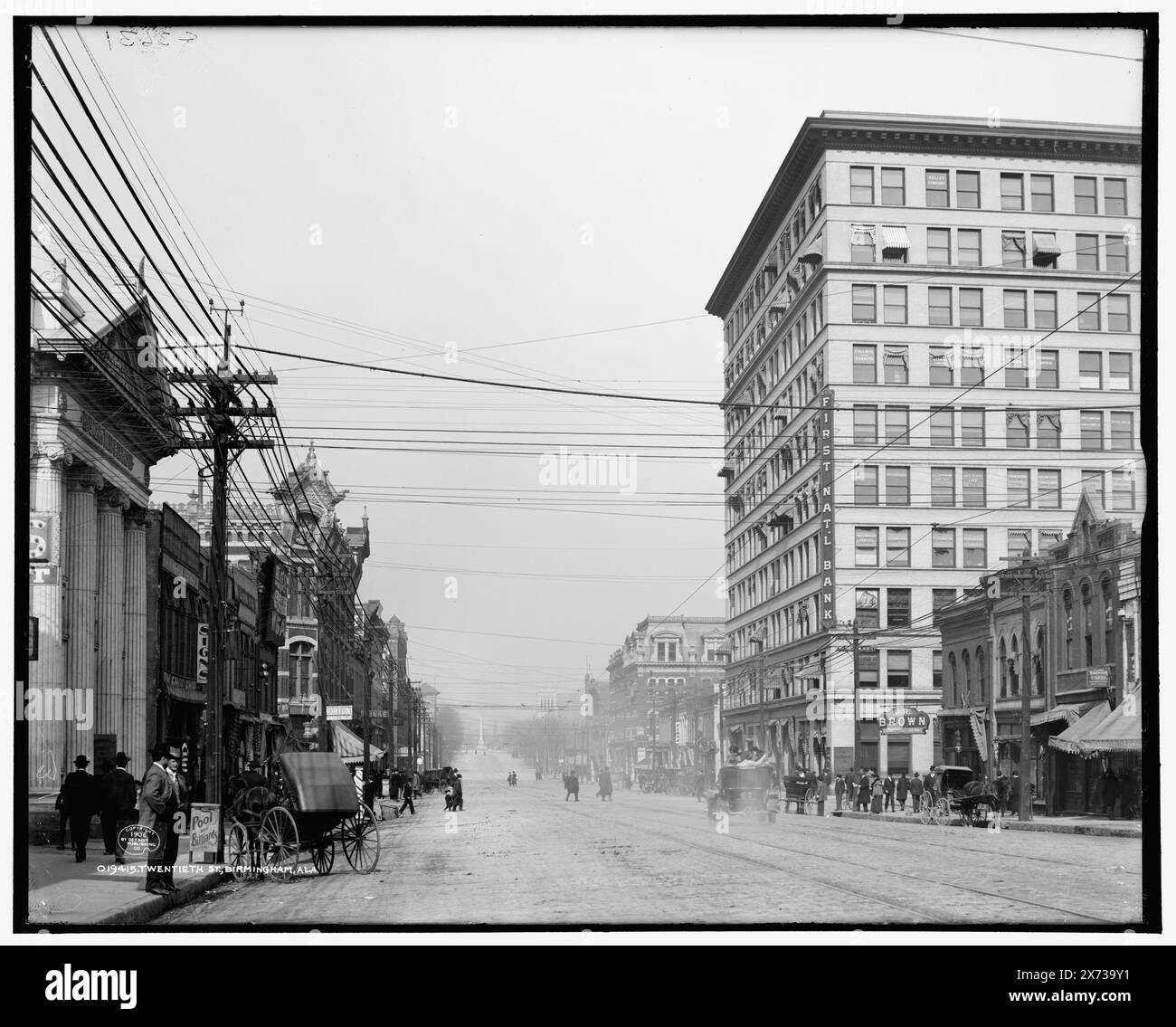 Twentieth., Birmingham, Ala., 'G 3631' on Negative., Detroit Publishing Co. No. 019415., Gift ; State Historical Society of Colorado ; 1949, Streets. , Installations commerciales. , États-Unis, Alabama, Birmingham. Banque D'Images