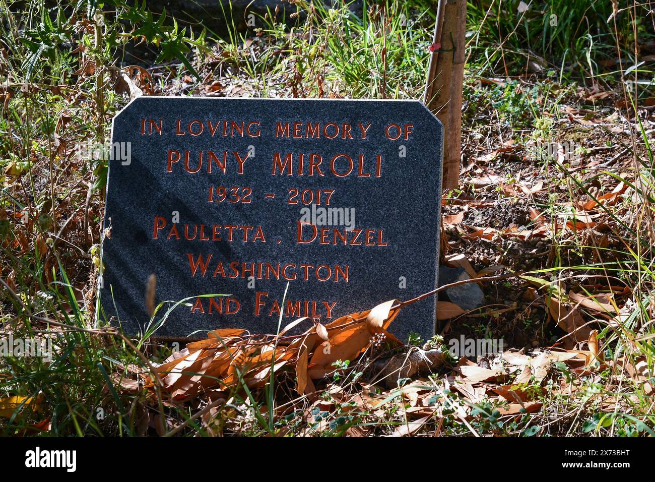 Plaque en mémoire de Luigi Miroli, 'puny', propriétaire du célèbre restaurant 'Da puny', par l'acteur américain Denzel Washington et sa femme Banque D'Images