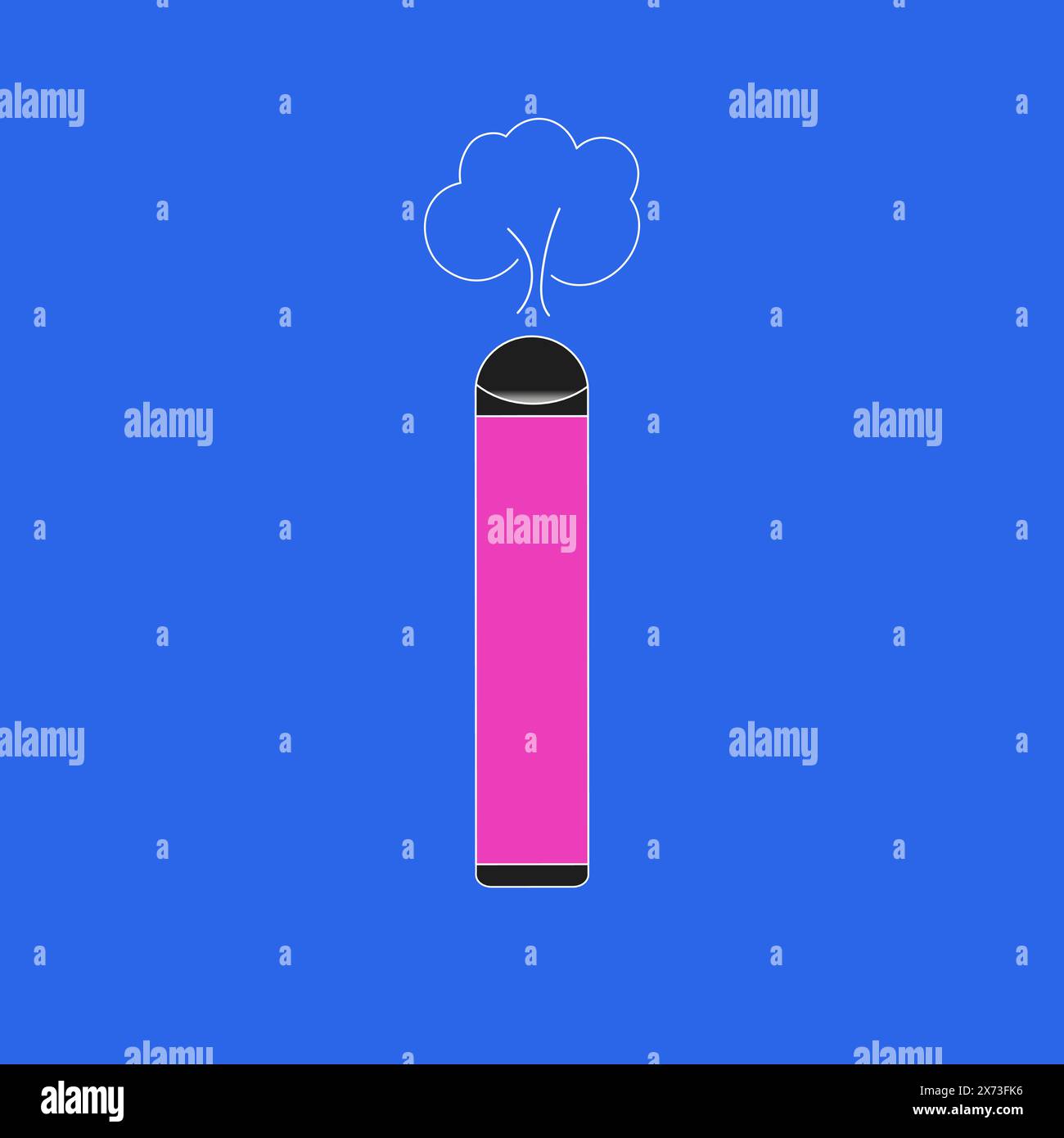 illustration d'un stylo vape avec de la vapeur sur un fond bleu Illustration de Vecteur