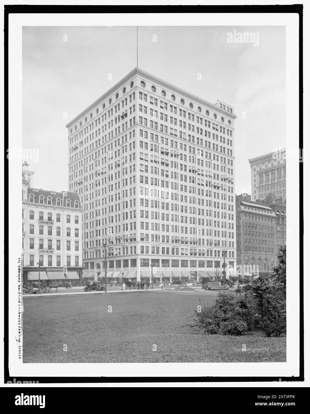 Railway Exchange Building, Chicago, Ill., négatif fissuré en bas à droite., Detroit Publishing Co. No. 072531., Gift ; State Historical Society of Colorado ; 1949, Office Buildings. , États-Unis, Illinois, Chicago. Banque D'Images