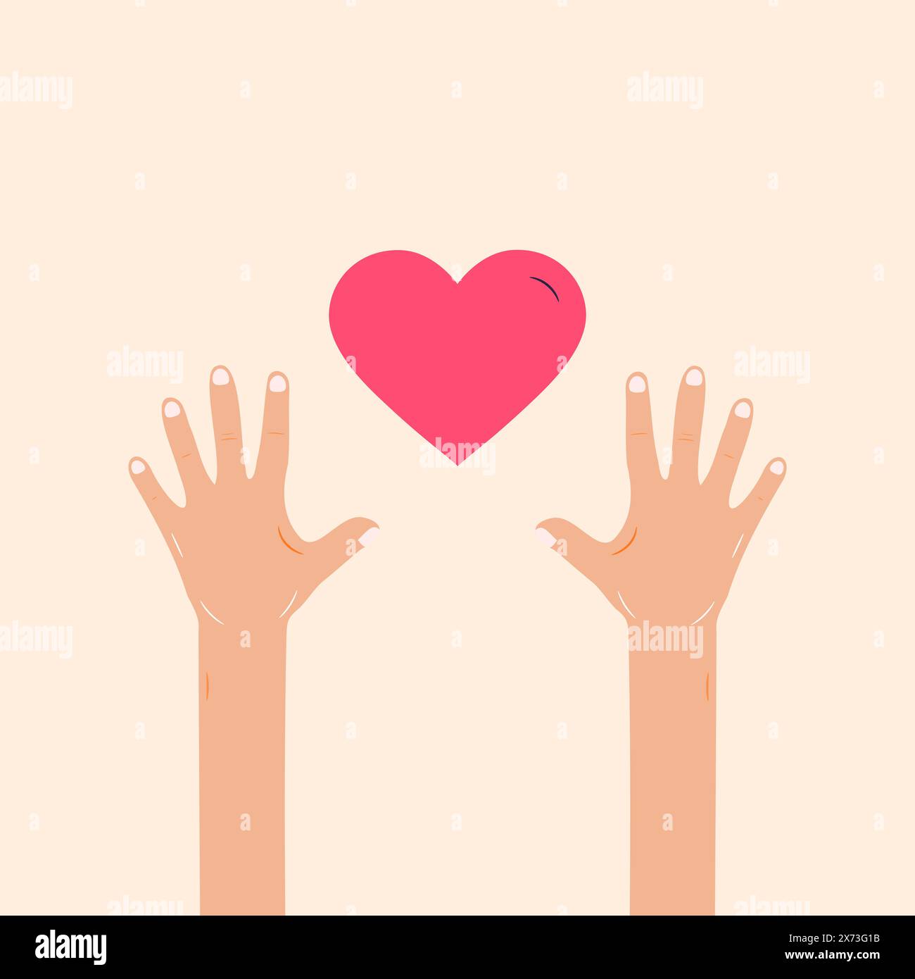 Illustration de mains atteignant un symbole de coeur Illustration de Vecteur