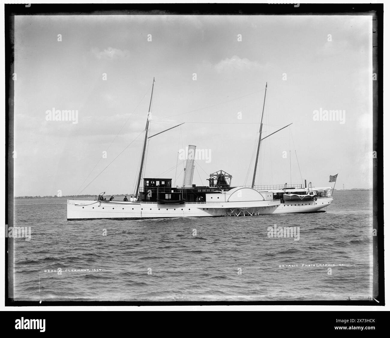 Clermont, attribution basée sur le style du titre et de la numérotation., '499' sur négatif., Detroit Publishing Co. No. 022010., Gift ; State Historical Society of Colorado ; 1949, Clermont (yacht à vapeur), yachts à vapeur. Banque D'Images