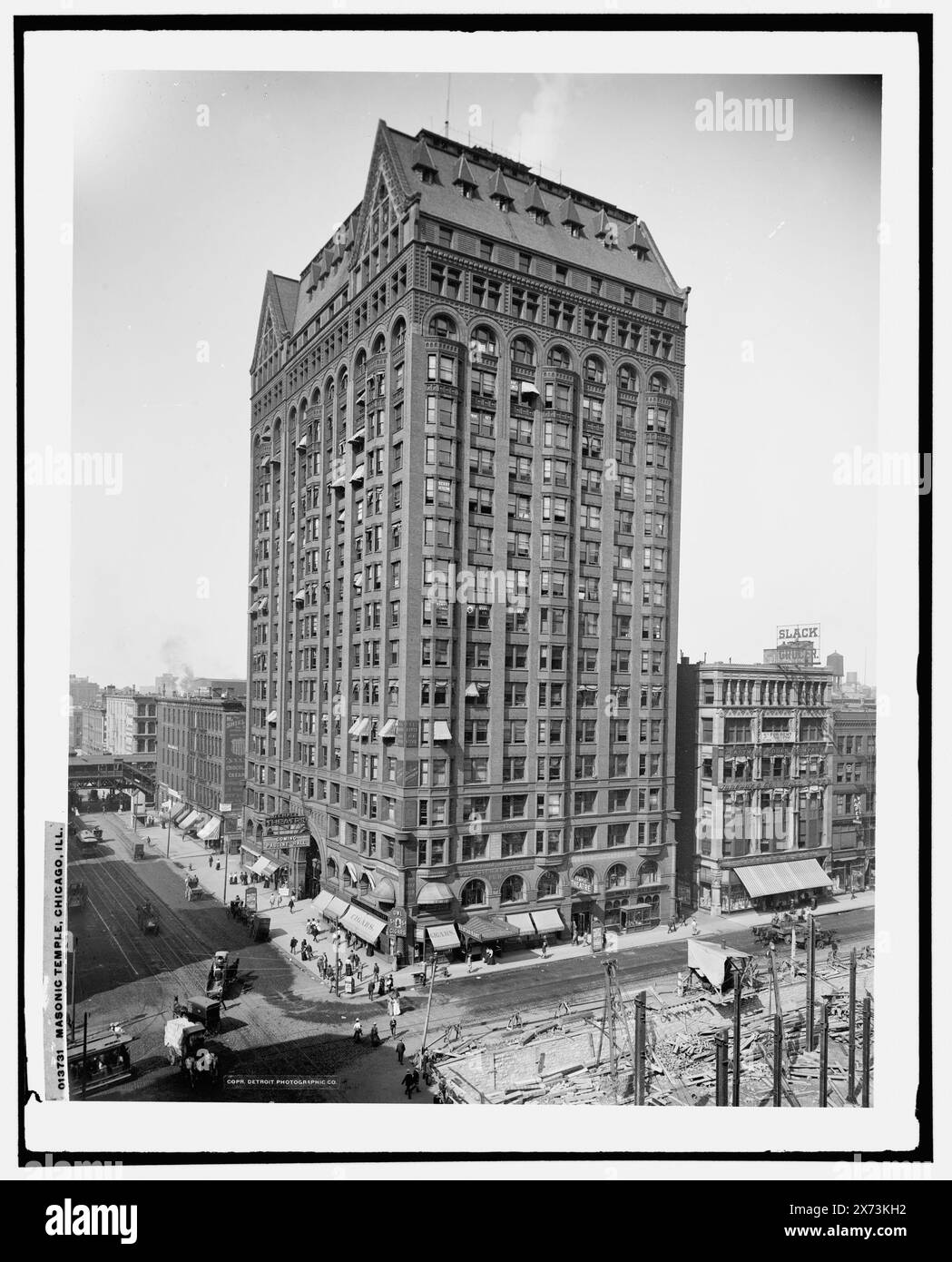 Temple maçonnique, Chicago, Ill., Detroit Publishing Co. No. 013731., Gift ; State Historical Society of Colorado ; 1949, Office Buildings. , États-Unis, Illinois, Chicago. Banque D'Images