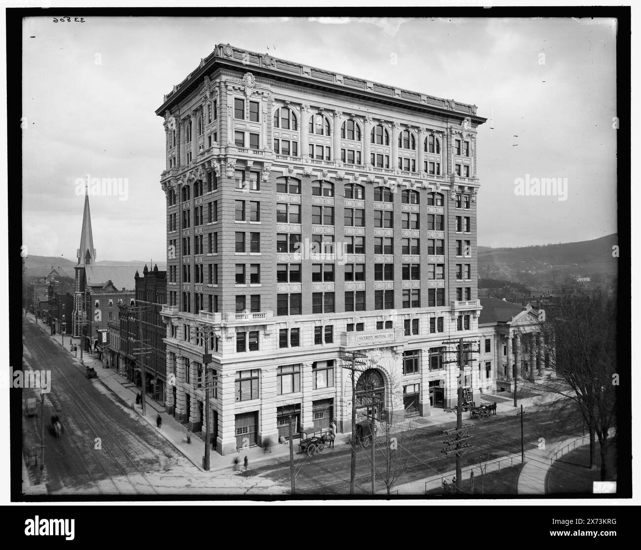 Binghamton, N.Y. Security Mutual Life Insurance Co.'s Bldg., titre tiré de la veste., '513' sur négatif., Detroit Publishing Co. No. 33806., Gift ; State Historical Society of Colorado ; 1949, Security Mutual Life Insurance Co., Insurance. , Immeubles de bureaux. , États-Unis, New York (State), Binghamton. Banque D'Images