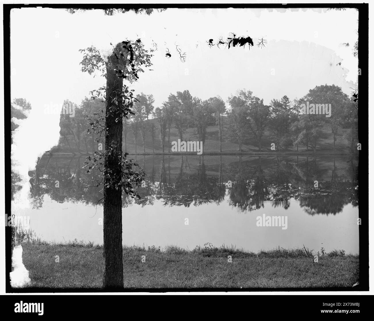 Lake in Asylum Grounds, Concord, N.H., Title from jacket., Detroit Publishing Co. No. 036220., Gift ; State Historical Society of Colorado ; 1949, Lakes & Ponds. , Asiles. , États-Unis, New Hampshire, Concord. Banque D'Images