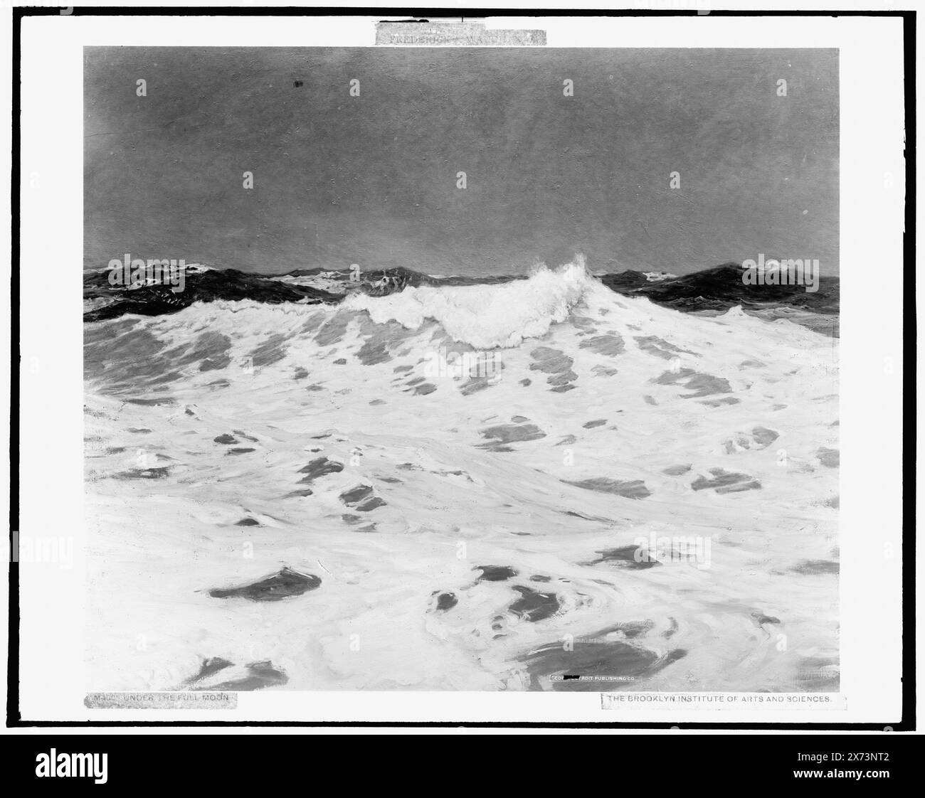 Sous la pleine lune, date basée sur Detroit, Thistle Publications (1912)., photographie de peinture au Brooklyn Institute of Arts and Sciences., Detroit Publishing Co. No. M452., cadeau ; State Historical Society of Colorado ; 1949, Seas. , Moonlight. Banque D'Images