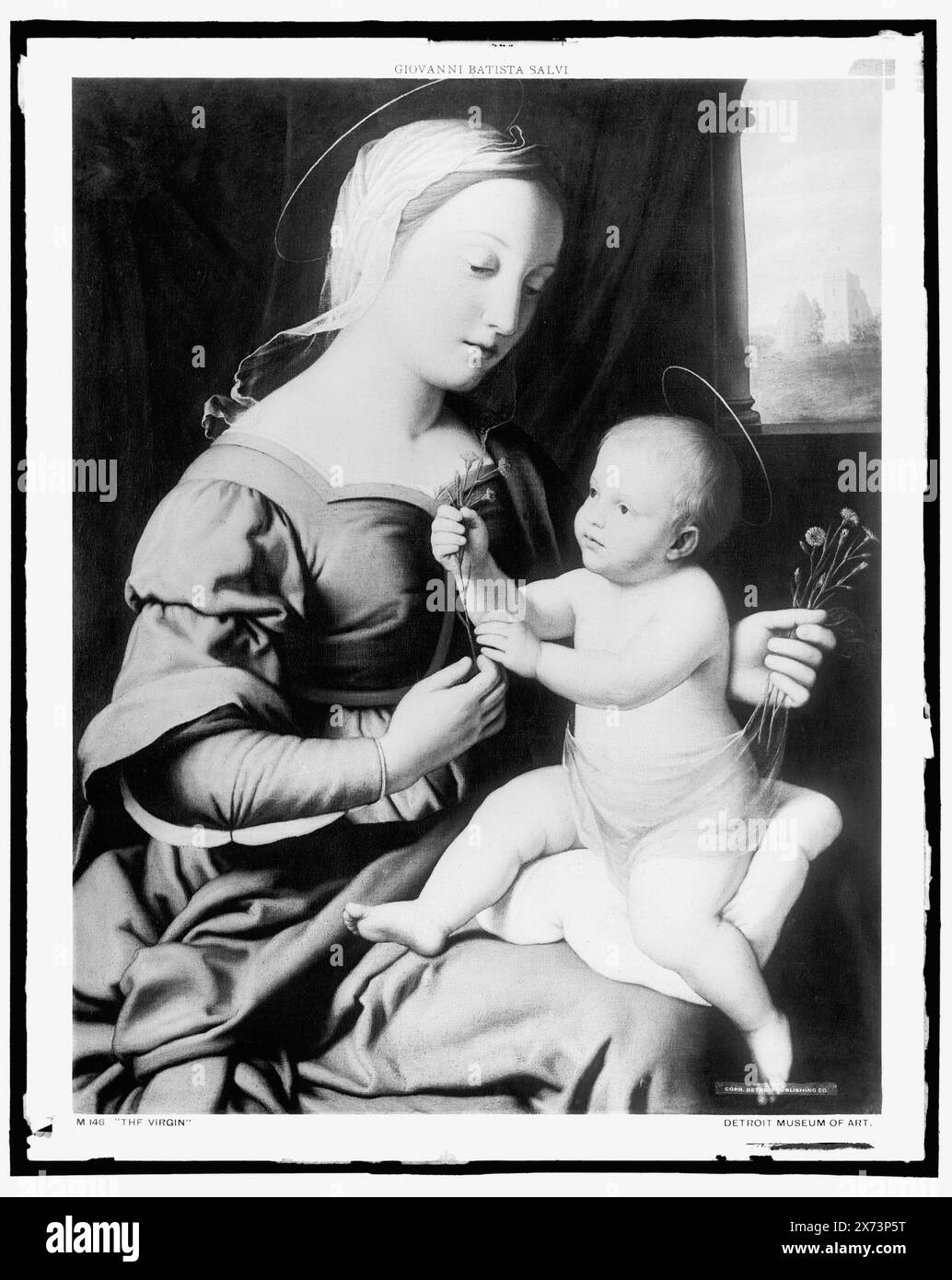 The Virgin, date basée sur Detroit, Thistle Publications (1912)., photographie d'un tableau au Detroit Museum of Art., Detroit Publishing Co. No. M 146., Gift ; State Historical Society of Colorado ; 1949, Mary,, Blessed Virgin, Saint. , Jésus-Christ. , Mères et enfants, Banque D'Images