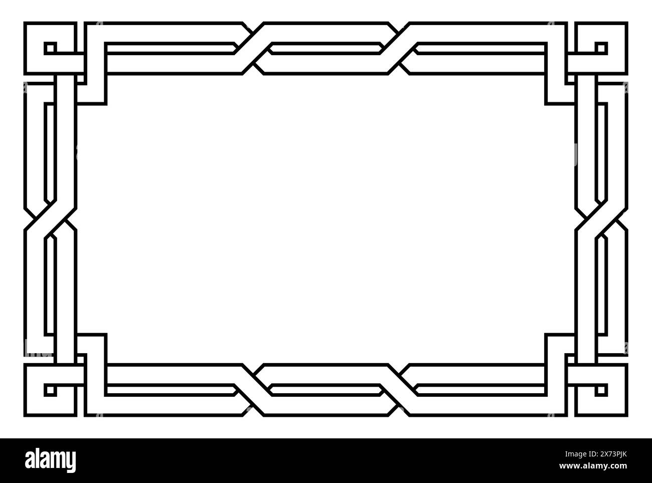 Cadre décoratif dans le style romain avec ornement celtique, frontière avec des éléments géométriques entrelacés, vecteur Illustration de Vecteur