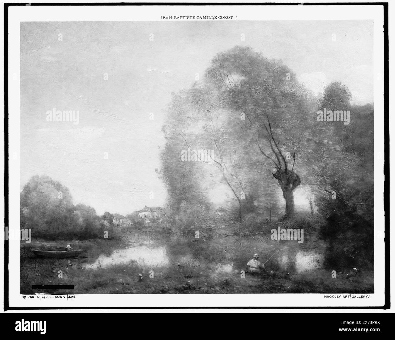 L'étang aux villas, photographie d'un tableau signé 'Corot' à la Hackley Art Gallery., Detroit Publishing Co. No. M 756., Gift ; State Historical Society of Colorado ; 1949, Lakes & Ponds. Banque D'Images L'étang aux villas, photographie d'un tableau signé 'Corot' à la Hackley Art Gallery., Detroit Publishing Co. No. M 756., Gift ; State Historical Society of Colorado ; 1949, Lakes & Ponds. Banque D'Images