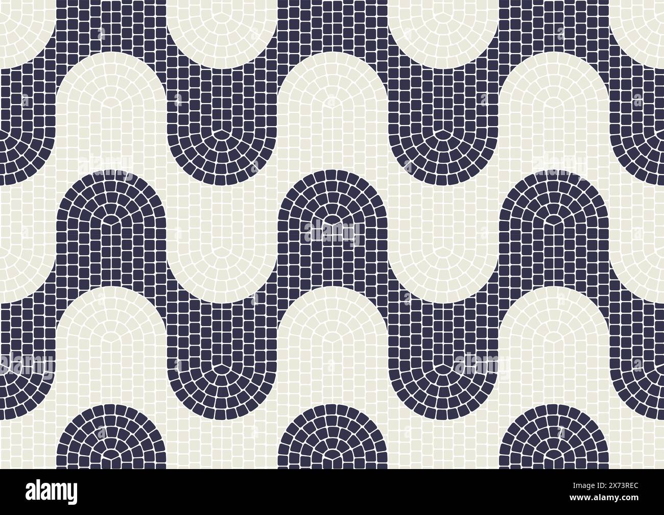 Tuile de pavage en mosaïque ondulée, modèle sans couture avec tessellation de vagues d'eau, pavement en mosaïque portugaise, vecteur Illustration de Vecteur