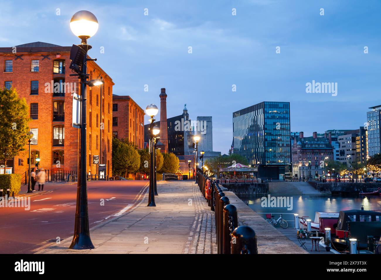Soirée à Salthouse Quay à Liverpool, Angleterre. Banque D'Images