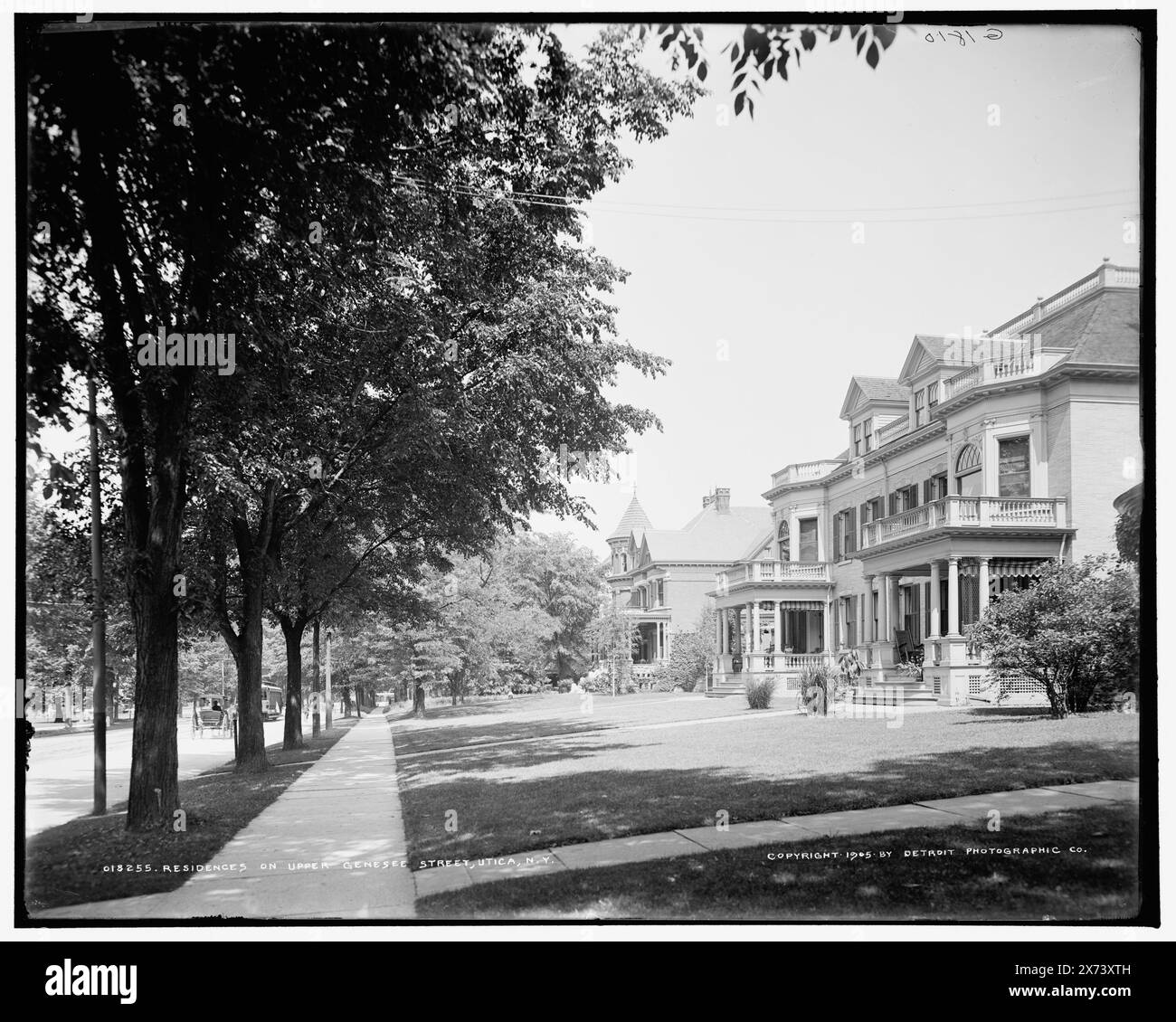 Résidences sur la rue Upper Genesee, Utica, N.Y., 'G 1810' sur négatif., Detroit Publishing Co. no. 018255., Gift ; State Historical Society of Colorado ; 1949, Residential Streets. , Habitations. , États-Unis, New York (State), Utica. Banque D'Images