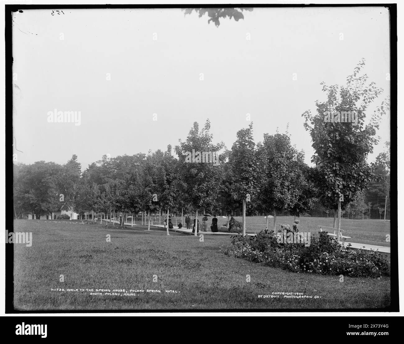 Marchez jusqu'à la maison de printemps, Poland Spring Hotel, South Poland, Maine, '156' sur négatif., Detroit Publishing Co. no. 011732., Gift ; State Historical Society of Colorado ; 1949, Poland Spring House (Poland Spring, Me.) , Hôtels. , Trails & Paths. , États-Unis, Maine, Pologne Spring. Banque D'Images