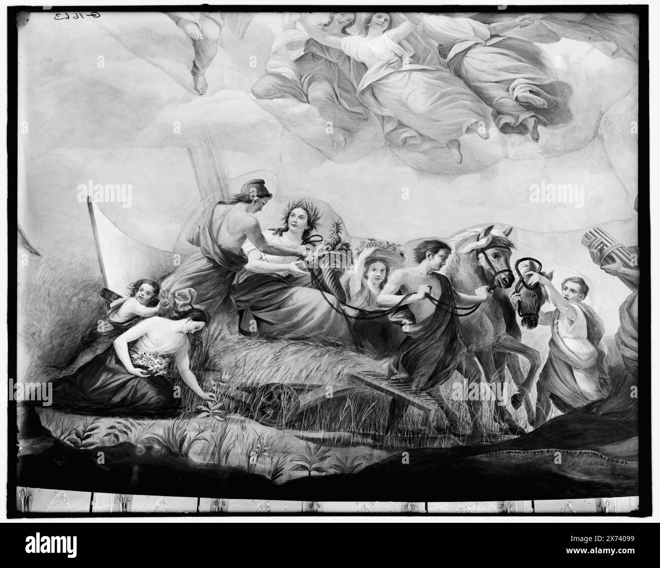 L'apothéose de Washington. Détail de l'agriculture, titre conçu par le catalogeur., photographie d'une fresque de Constantino Brumidi montrant la déesse Cérès représentant l'agriculture ; situé dans le Capitole des États-Unis., 'G 1663' sur négatif., Detroit Publishing Co. No. M 9853., Gift ; State Historical Society of Colorado ; 1949, Agriculture. , Cérès (divinité romaine) , Capitols. , Plafonds. , Rotundas. , Peintures murales. , États-Unis, District of Columbia, Washington (D.C.) Banque D'Images