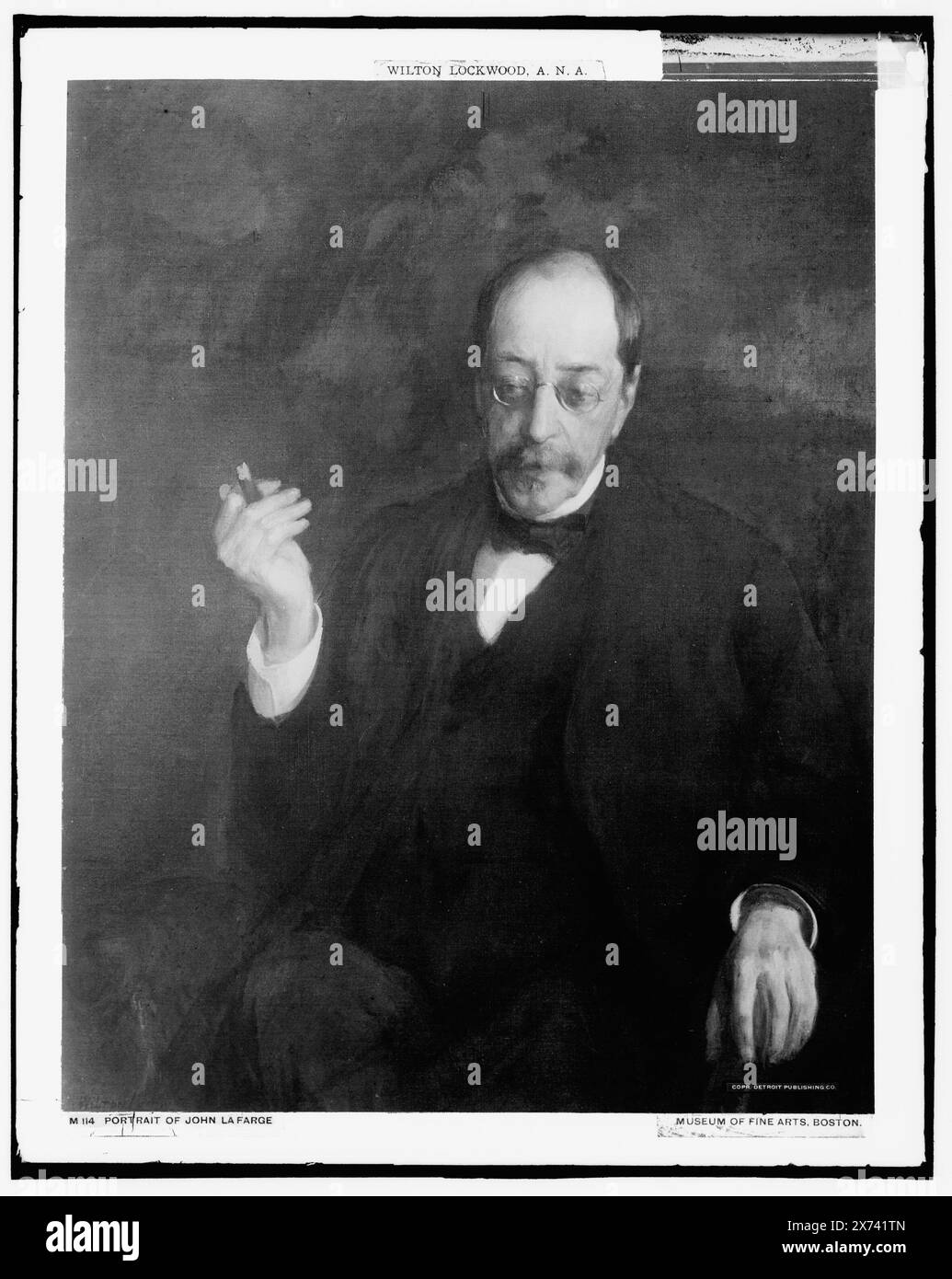 John la Farge, portrait de trois quarts, titre conçu par le catalogeur ; légende sur négatif : Portrait de John la Farge., date basée sur Detroit, Thistle Publications (1912)., photographie d'un tableau signé 'Wilton Lockwood' au Museum of Fine Arts, Boston., Detroit Publishing Co. No. M 114., Gift ; State Historical Society of Colorado ; 1949, la Farge, John,,, 1835-1910. Banque D'Images
