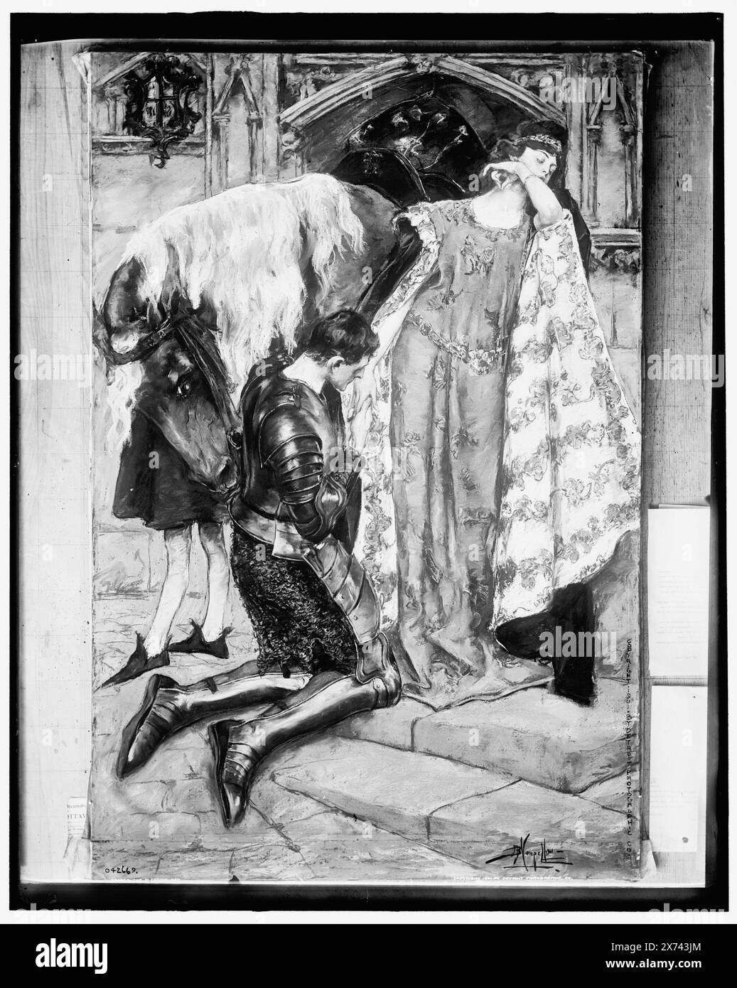 Le jour fugace, photographie d'un tableau signé A.B. Wenzell, 1901., Detroit Publishing Co. No. 042669., Gift ; State Historical Society of Colorado ; 1949, couples. , Courtship. , Chevaliers. Banque D'Images