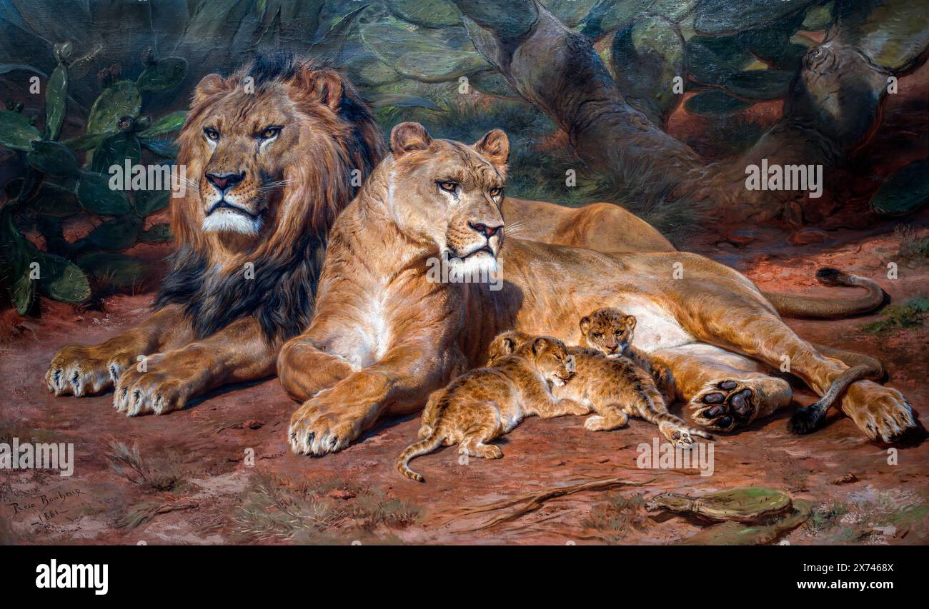 Le Lion à la maison de Rosa bonheur (Marie-Rosalie bonheur : 1822-1899), huile sur toile, 1881 Banque D'Images