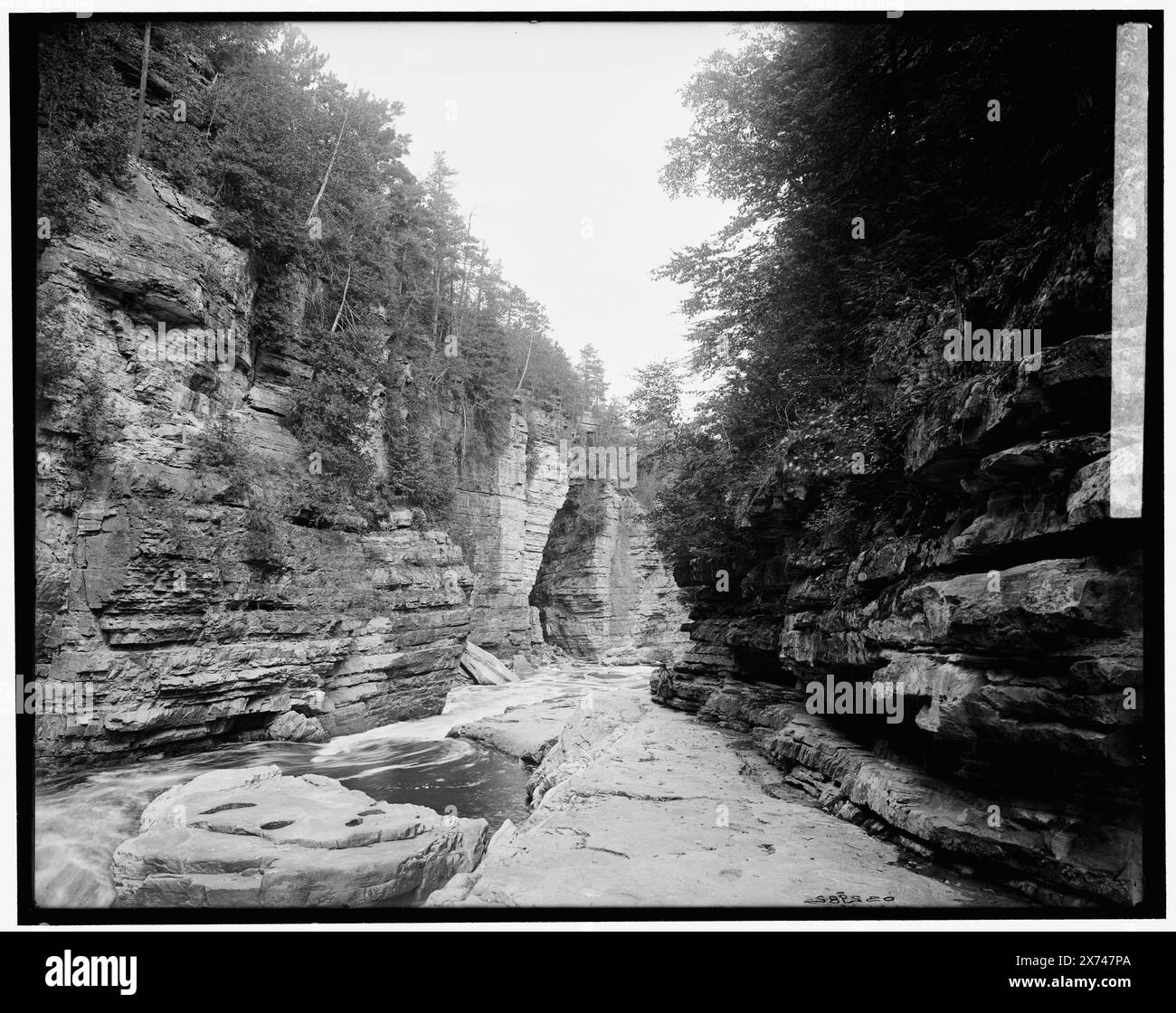 Split Rock, Ausable Chasm, formation rocheuse Elephant's Head au milieu à gauche., '316' sur négatif., Detroit Publishing Co. No. 032982., Gift ; State Historical Society of Colorado ; 1949, Canyons. , Rivers. , Formations rocheuses. , États-Unis, New York (État), Ausable River. Banque D'Images