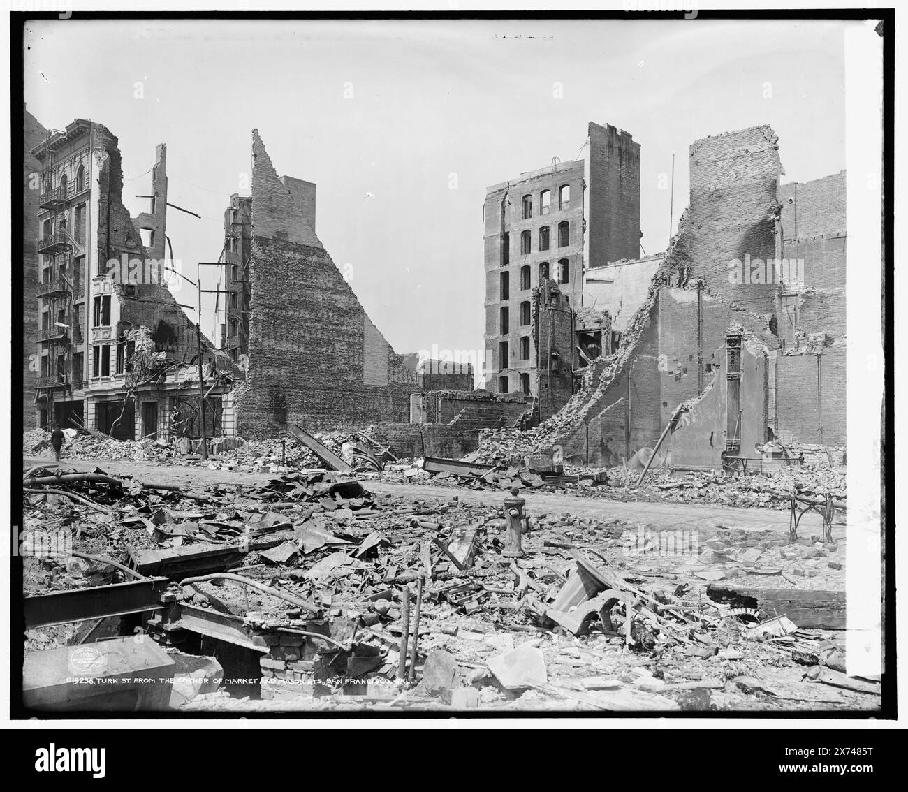 Turk., du coin de Market et Mason Sts., San Francisco, Cal., '3156' sur négatif., Detroit Publishing Co. No. 019236., Gift ; State Historical Society of Colorado ; 1949, Streets. , Tremblements de terre. , États-Unis, Californie, San Francisco. Banque D'Images
