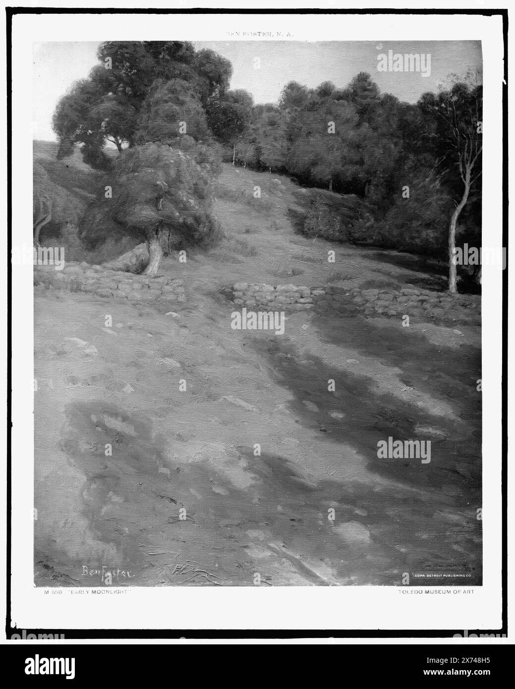 Early Moonlight, date basée sur Detroit, Thistle Publications (1912)., photographie d'un tableau signé 'Ben Foster' au Toledo Museum of Art., Detroit Publishing Co. No. M 599., Gift ; State Historical Society of Colorado ; 1949, Moonlight. Banque D'Images
