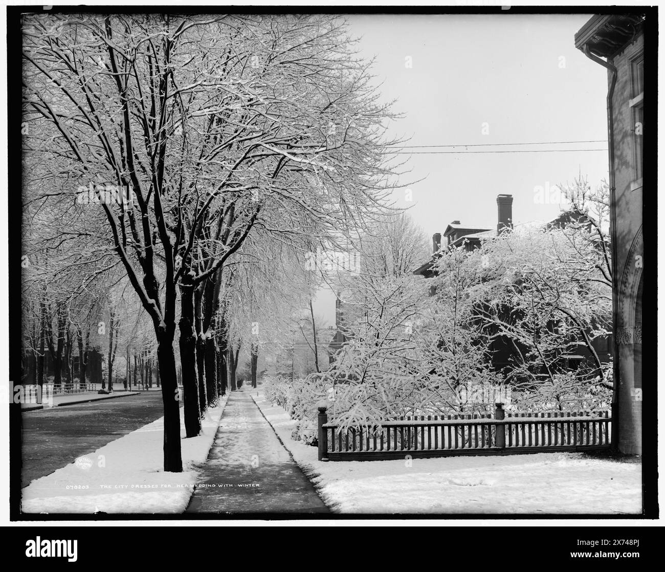 La ville s'est habillée pour son mariage avec l'hiver, peut-être Detroit, Michigan., 'G 4861' sur négatif., Detroit Publishing Co. No. 070203., Gift ; State Historical Society of Colorado ; 1949, Streets. , Neige. , Hiver. Banque D'Images