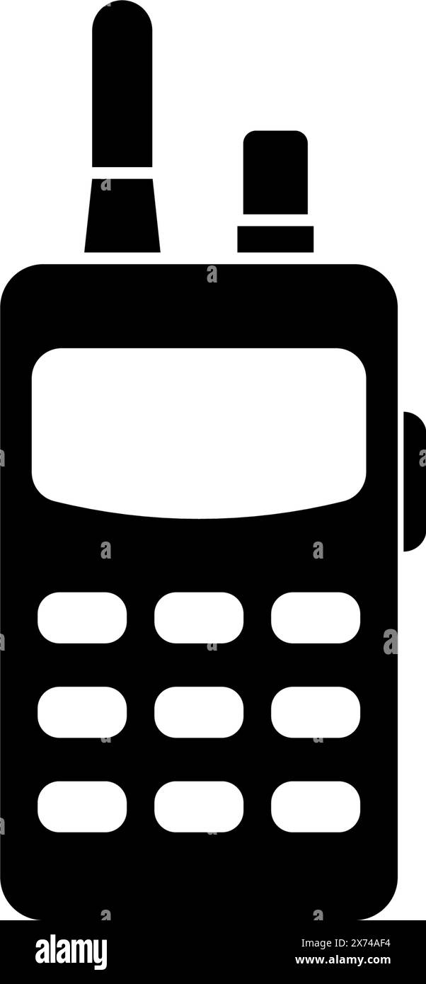 Silhouette noire d'une radio portative classique avec antenne et clavier Illustration de Vecteur