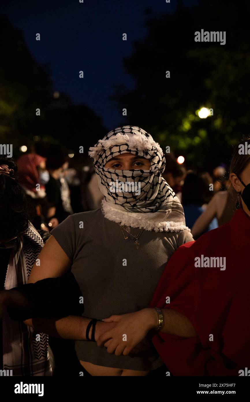 District de Colombie, États-Unis - 09 mai 2024 : manifestations étudiantes sur la guerre à Gaza à l'Université George Washington Banque D'Images