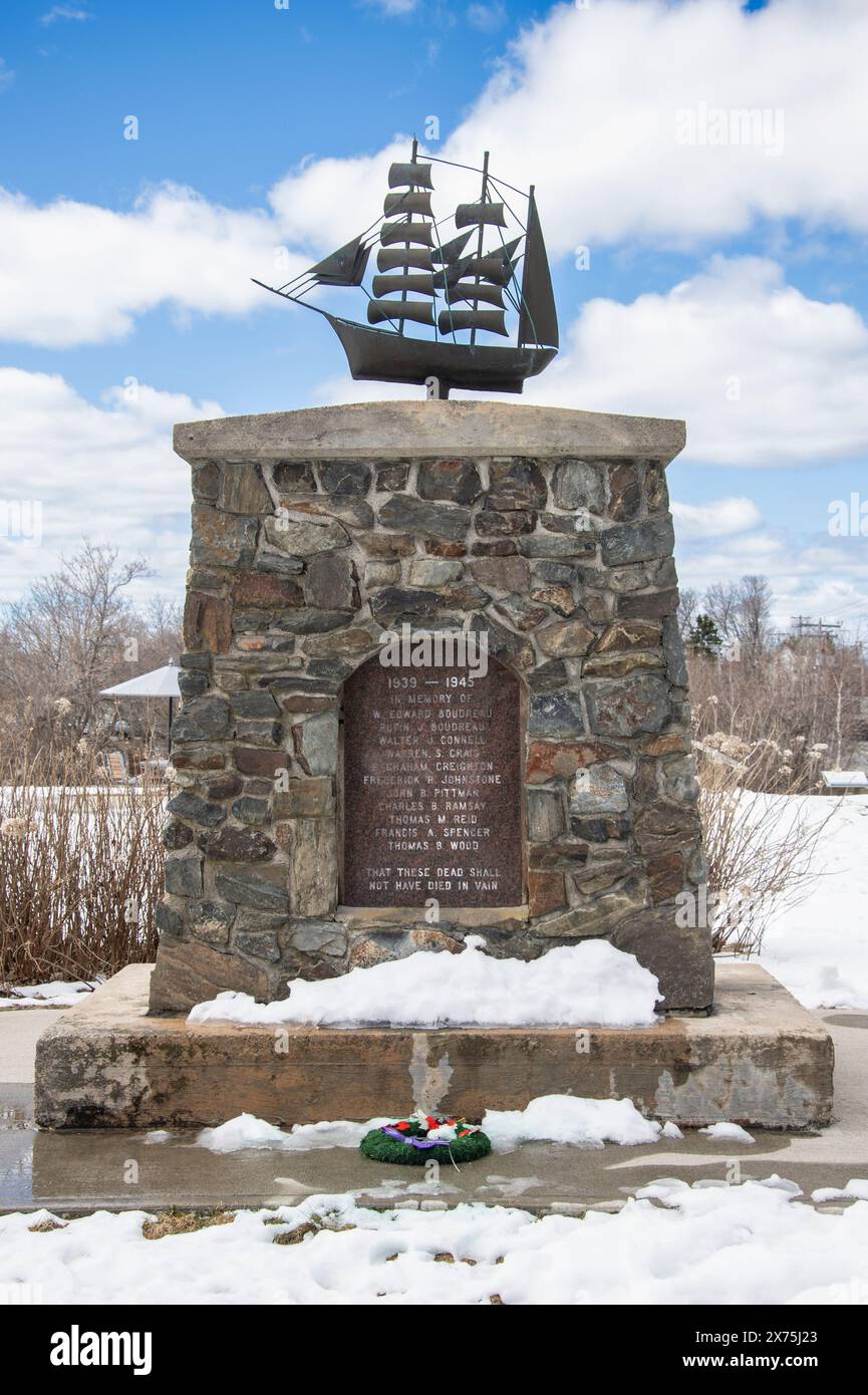 Mémorial de la seconde Guerre mondiale au parc Rankin à Miramichi, Nouveau-Brunswick, Canada Banque D'Images