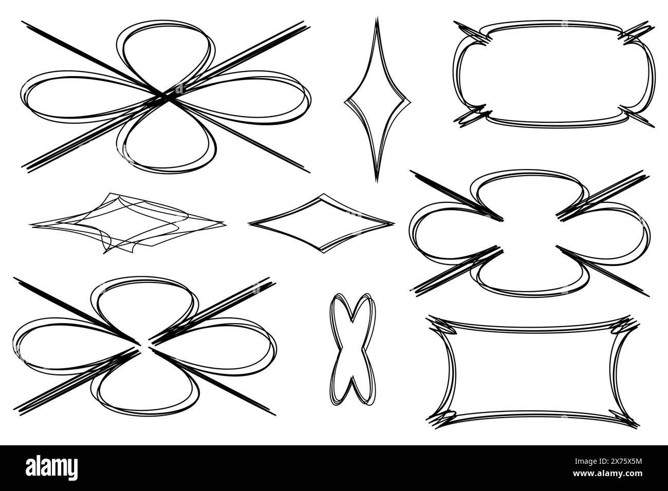 Infographie dessinée à la main différentes lignes de formes Griffonnages pour les œuvres d'art. Illustration de Vecteur