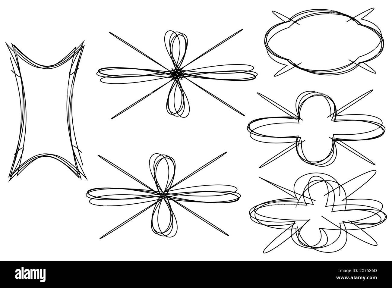 Infographie dessinée à la main différentes lignes de formes Griffonnages pour les œuvres d'art. Illustration de Vecteur