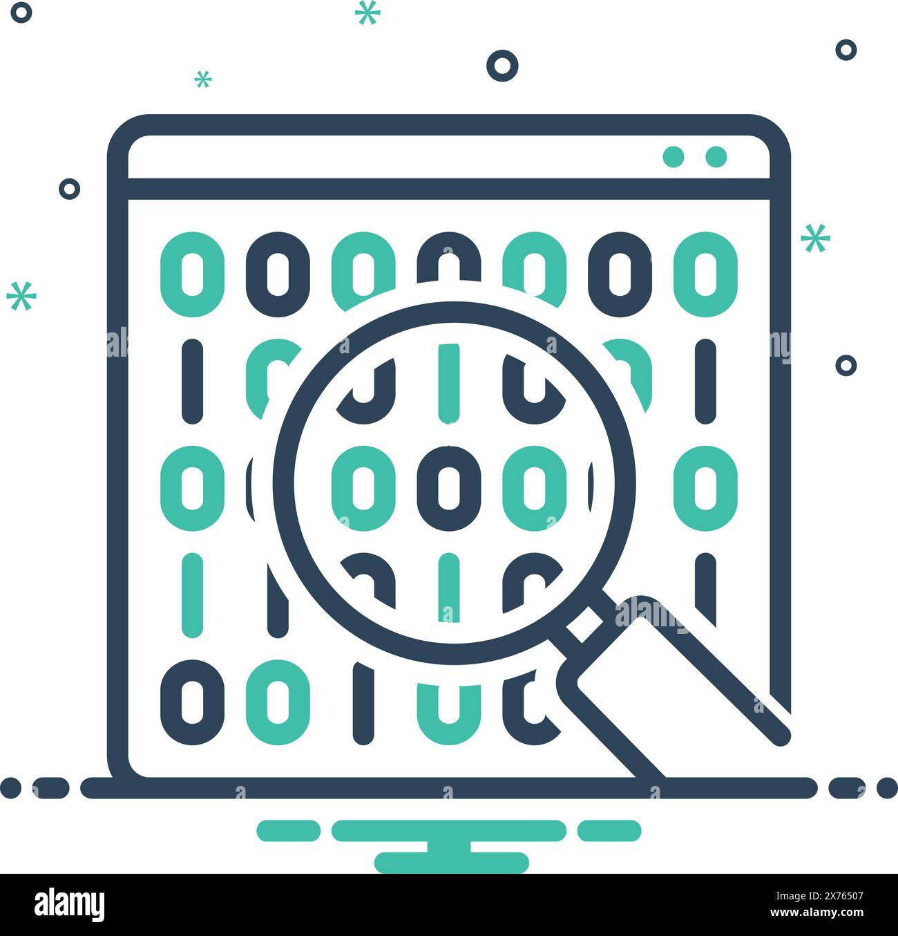 Icône pour symbole de recherche de données binaires, analyse, codage Illustration de Vecteur