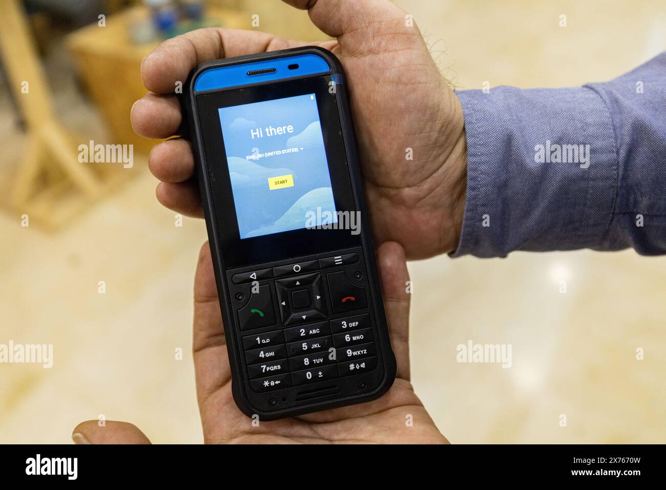 Téléphones cellulaires pour les zones dangereuses, téléphone portable antidéflagrant, téléphone à sécurité intrinsèque Banque D'Images