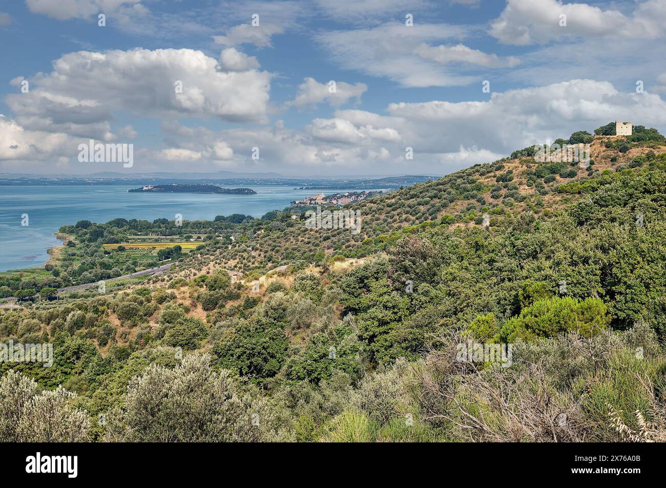 Lac Trasimeno près de Passignao sul Trasimeno, Ombrie, Italie Banque D'Images