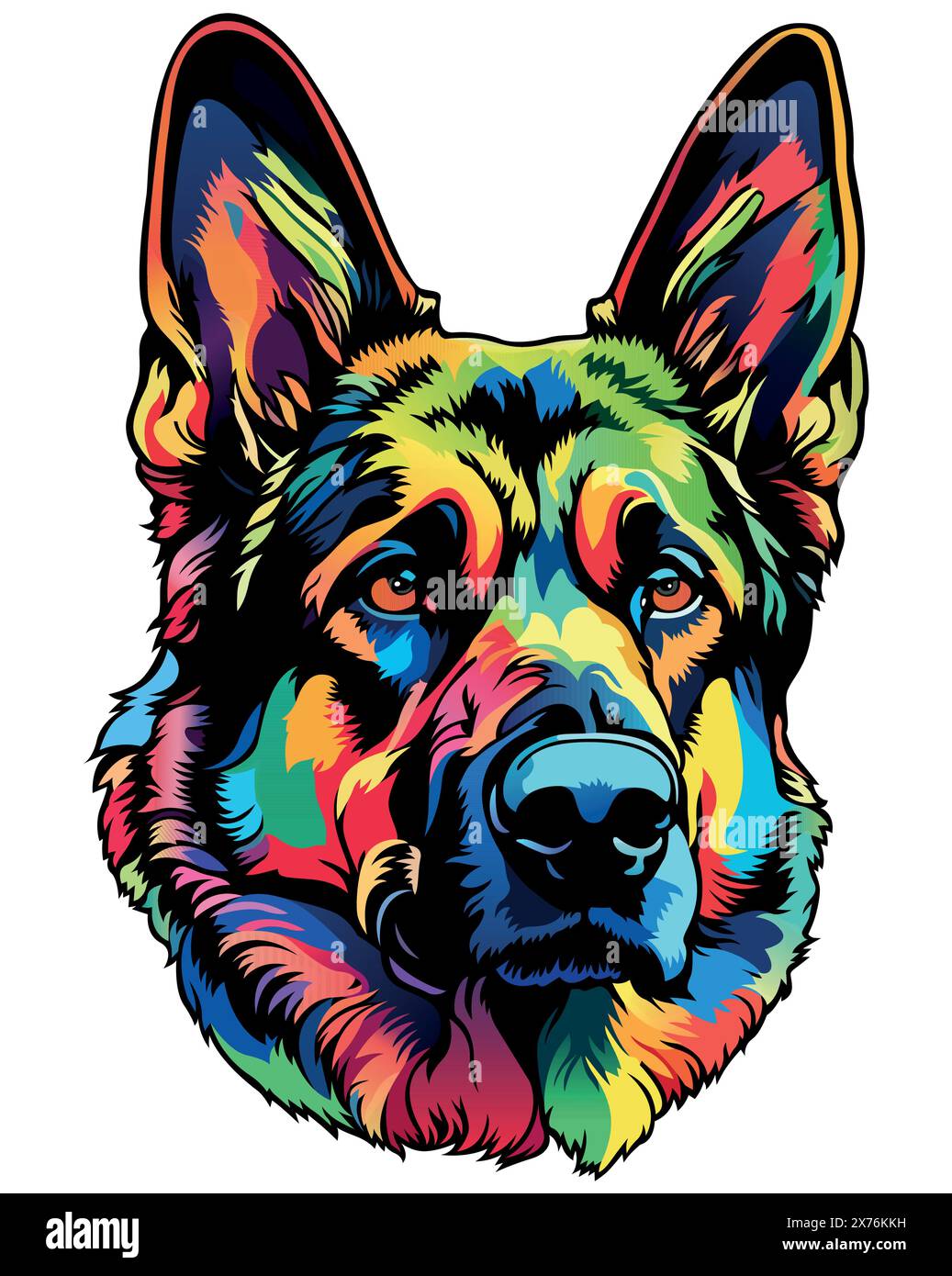 Portrait coloré de chien berger allemand Illustration de Vecteur