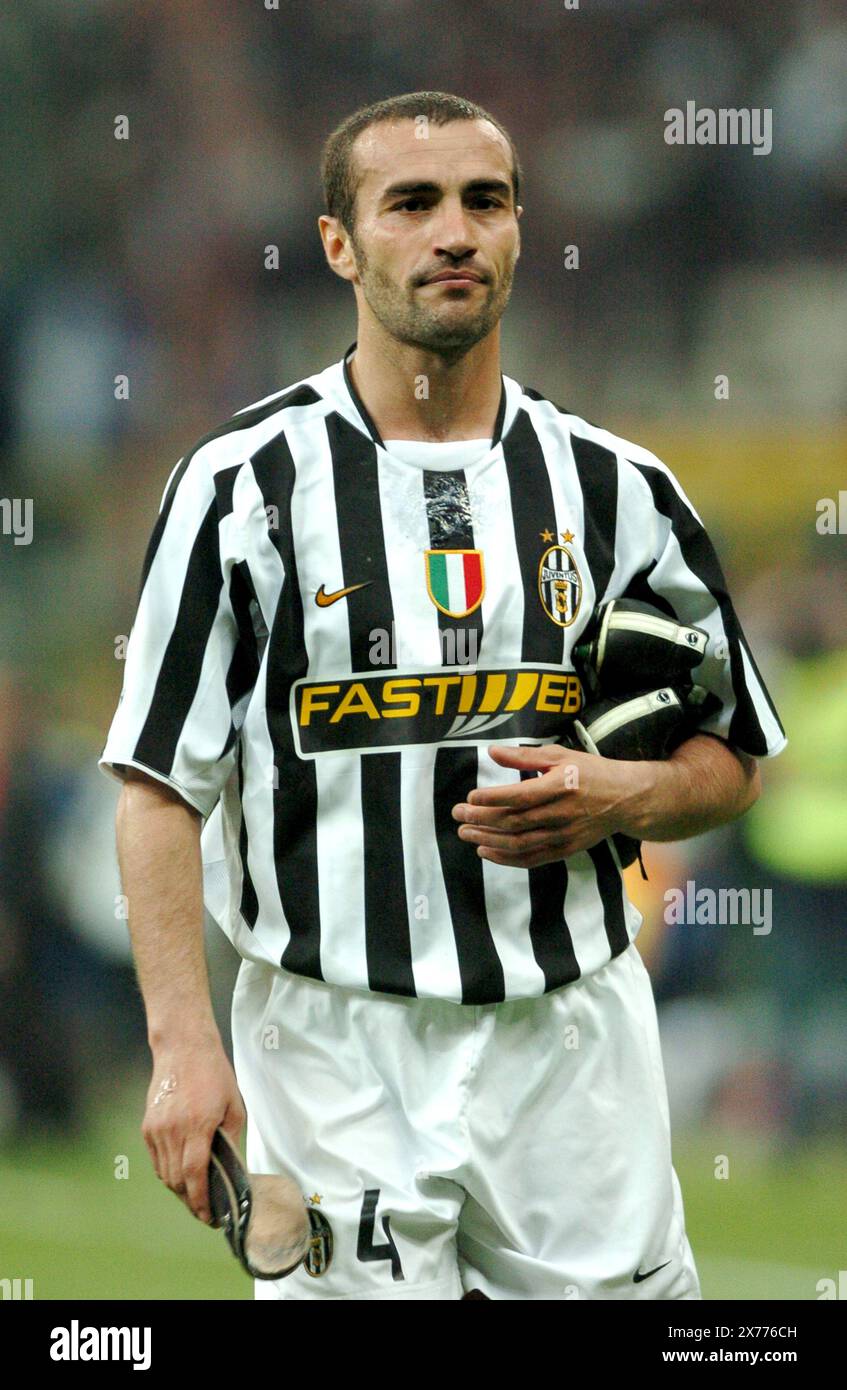 Milan Italie 04/2004 : Paolo Montero,joueur de la Juventus pendant le match FC Inter-FC Juventus Banque D'Images