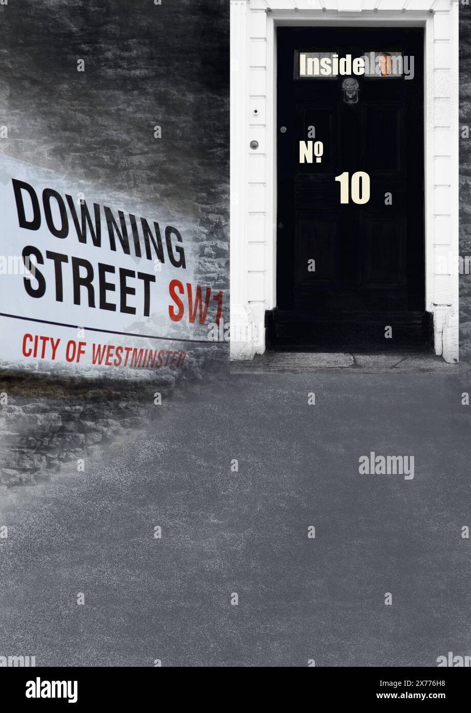 Numéro 10 Downing Street. Sir Keir Starmer. Discours du premier ministre britannique sous forme d'art numérique. Photo du Keir Starmer, côté supérieur droit de la porte noire. Mots et nombres pixellisés. Politiciens célèbres. Voir la page du portfolio Russell Moore pour plus d'images. Banque D'Images