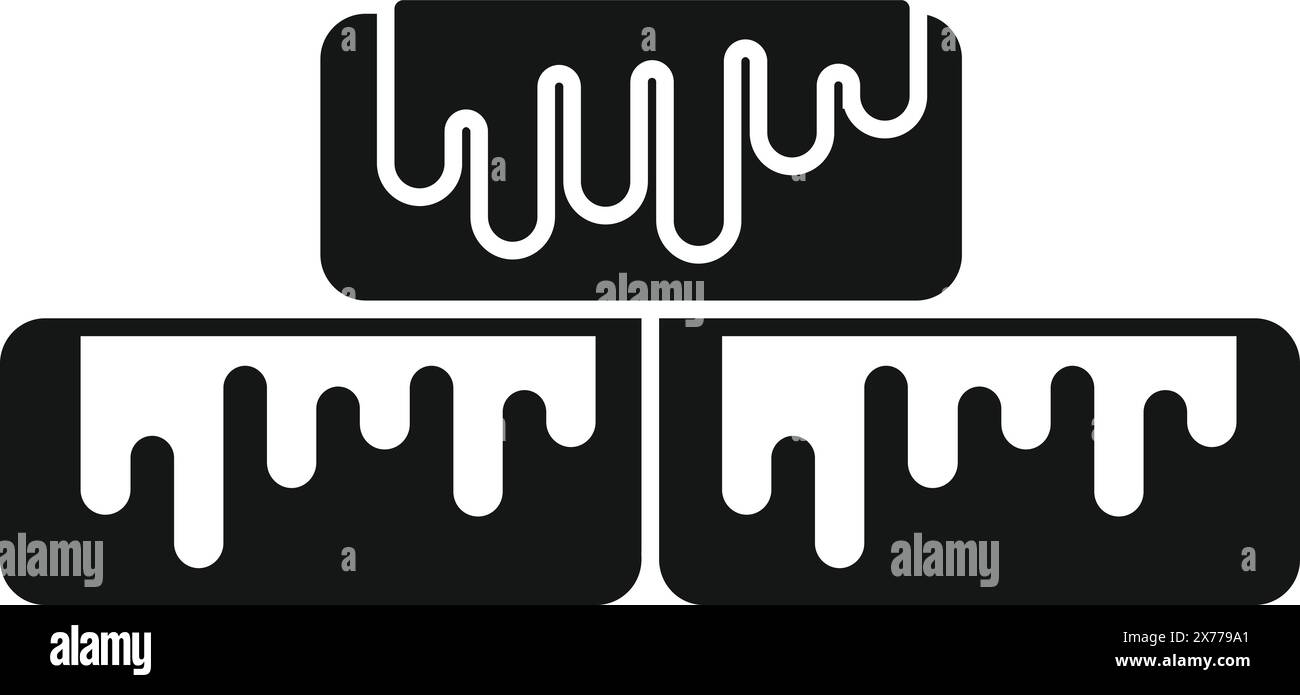 Illustration vectorielle d'icônes de glaçons de fonte noir et blanc avec goutte d'eau liquide dans un design minimaliste à la mode, symbolisant le changement climatique et la conservation de l'environnement Illustration de Vecteur