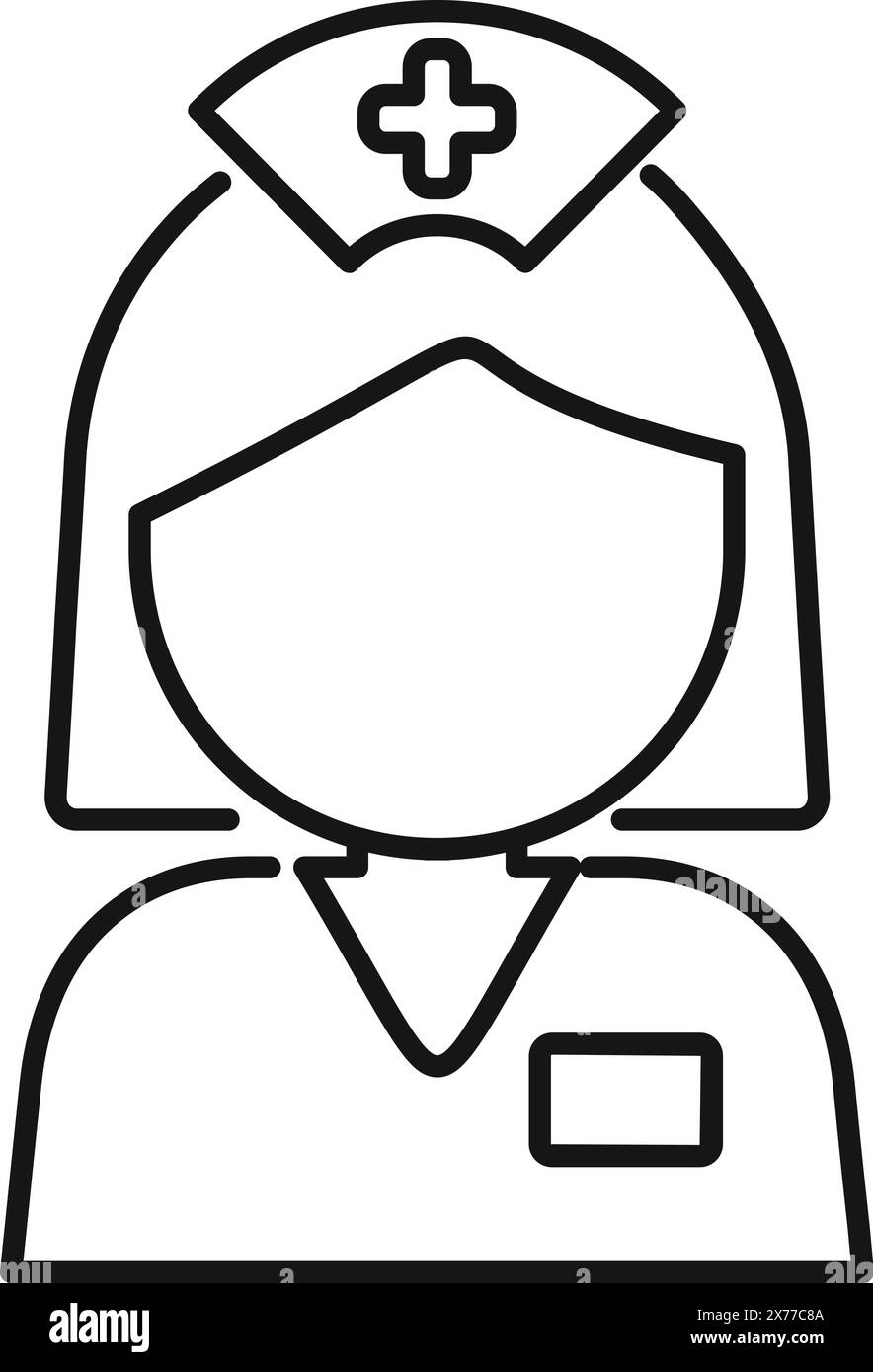 Dessin simple et minimaliste d'icône de ligne d'avatar infirmière pour les soins de santé et les services médicaux, mettant en vedette un membre du personnel féminin dans un uniforme Illustration de Vecteur Dessin simple et minimaliste d'icône de ligne d'avatar infirmière pour les soins de santé et les services médicaux, mettant en vedette un membre du personnel féminin dans un uniforme Illustration de Vecteur