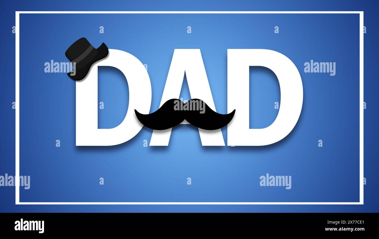Chapeau avec moustache et lettrage « papa » pour la fête des pères Banque D'Images