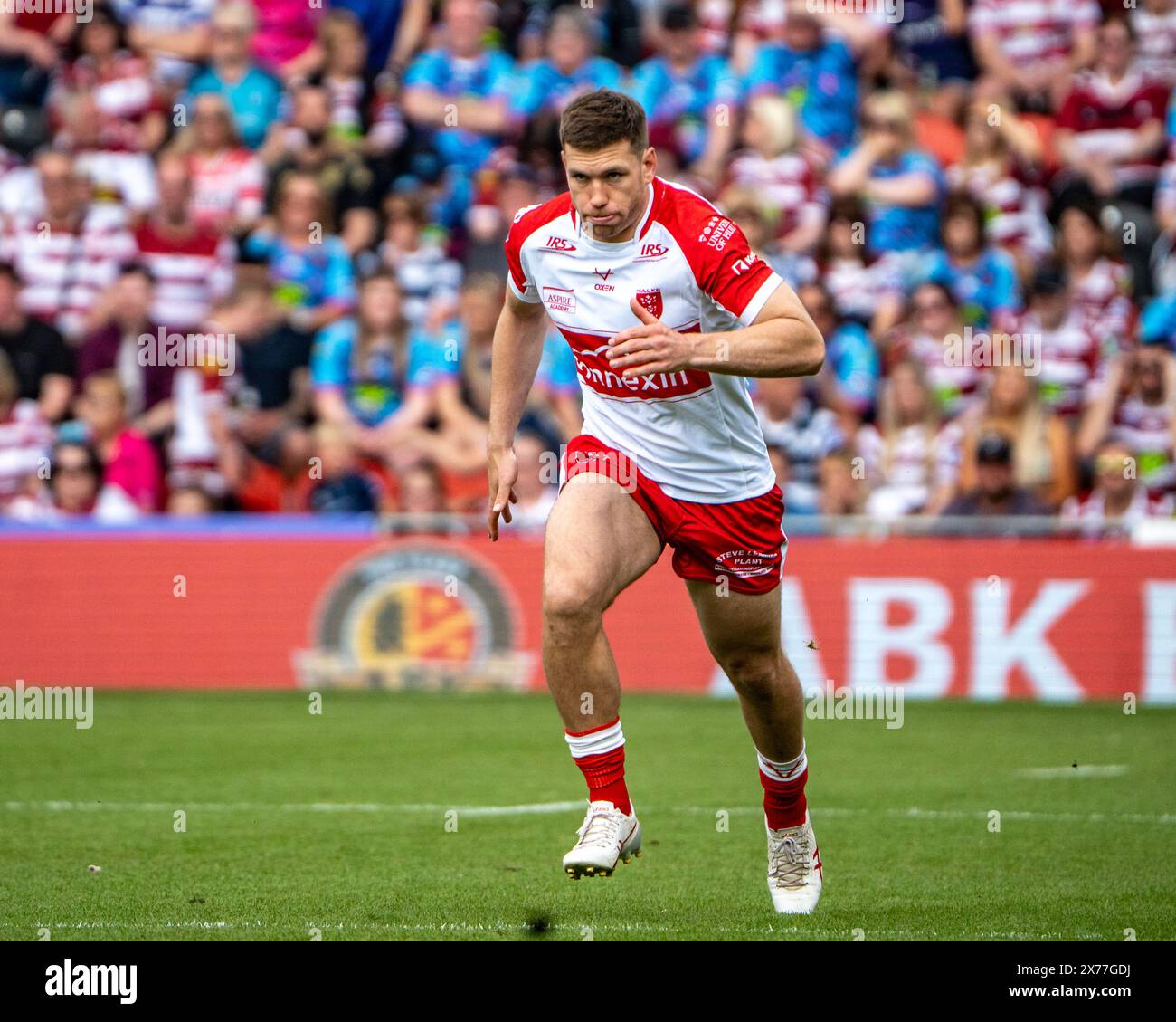 Doncaster, Royaume-Uni. 18 mai 2024. Demi-finale de la Betfred Challenge Cup : Hull KR contre Wigan Warriors. Ryan Hall de Hull KR. Crédit Paul Whitehurst/PBW Media/Alamy Live News Banque D'Images