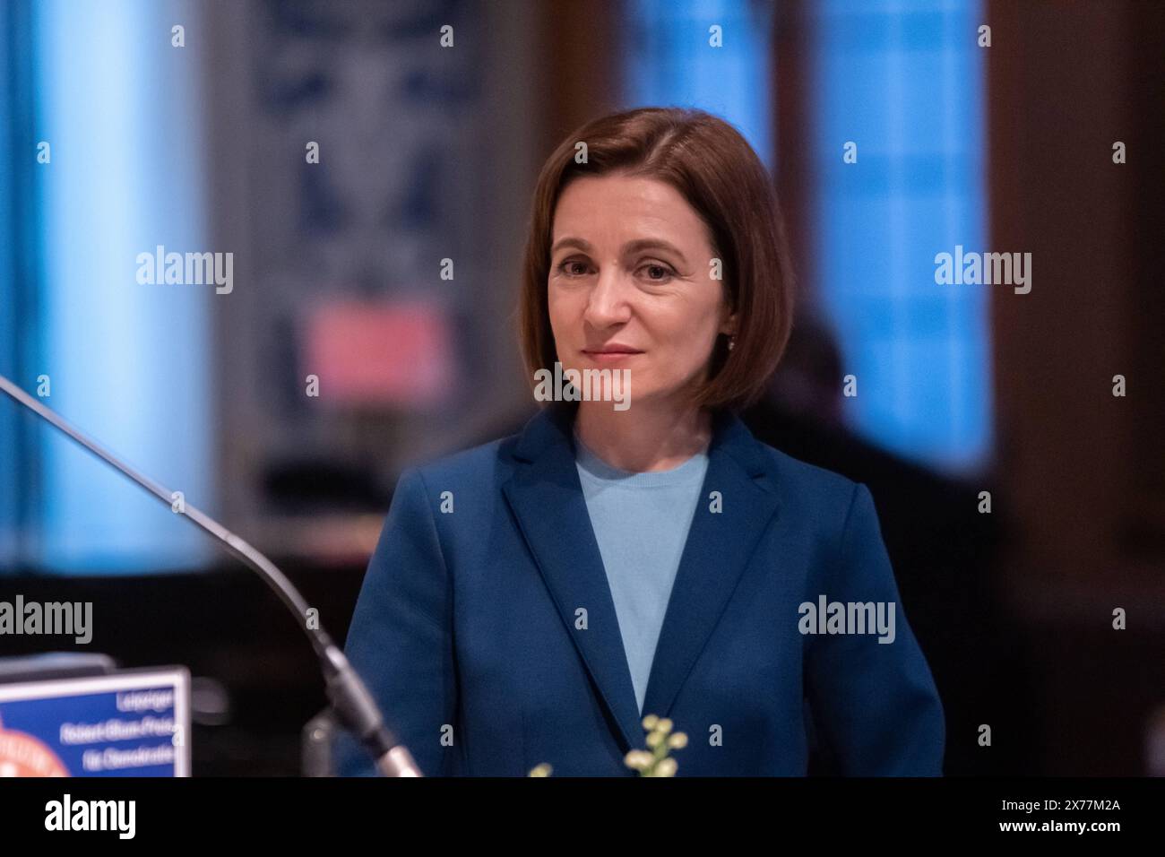 AM Samstag wurde der Robert-Blum-Preis für Demokratie an Maia Sandu, Präsidentin der Republik Moldau, verliehen. Der Preis, der mit 10,000 Euro dotiert ist, wird jährlich von der Stadt Leipzig in Erinnerung an den Revolutionär Robert Blum 1807-1848 vergeben. Blum War politisch und publizistisch von Leipzig aus tätig und trat während der Revolution 1848/49 für demokratische Rechte und gewaltfreie Veränderung der Gesellschaft ein. Preisverleihung Robert Blum Preis *** samedi, le Prix Robert Blum pour la démocratie a été décerné à Maia Sandu, Présidente de la République de Moldavie le prix, qui Banque D'Images