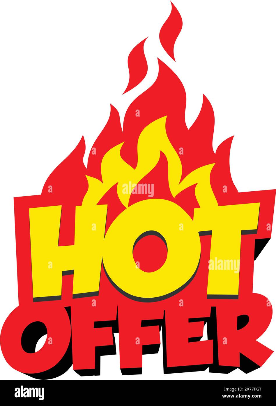 Étiquette d'offre chaude avec flamme. Autocollant vectoriel sur fond transparent Illustration de Vecteur