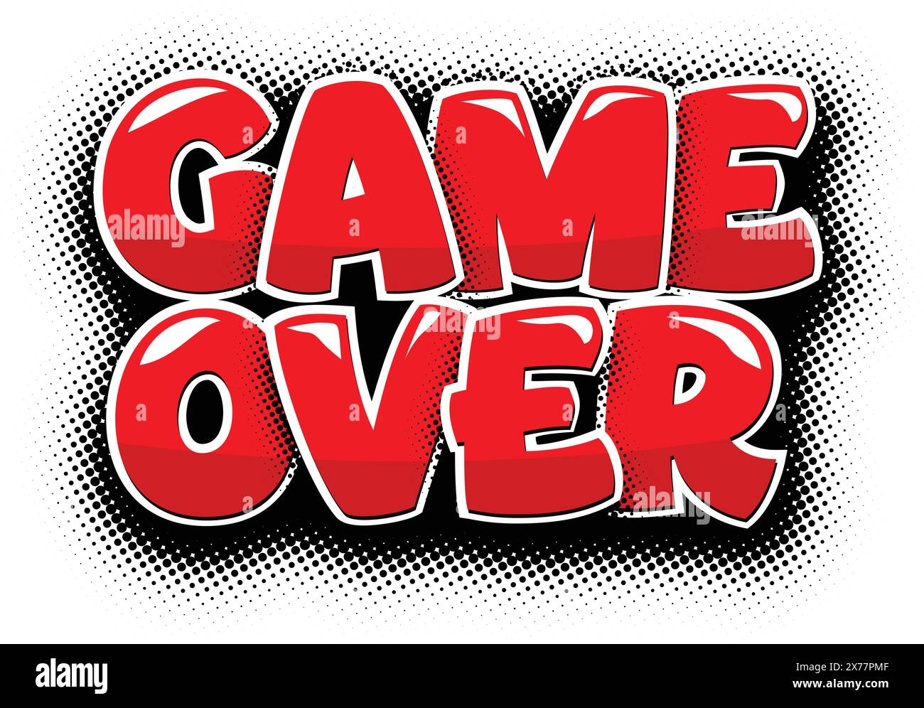 Game over icône pour le jeu d'interface utilisateur. En-tête de conception de dessin animé vectoriel sur fond transparent Illustration de Vecteur