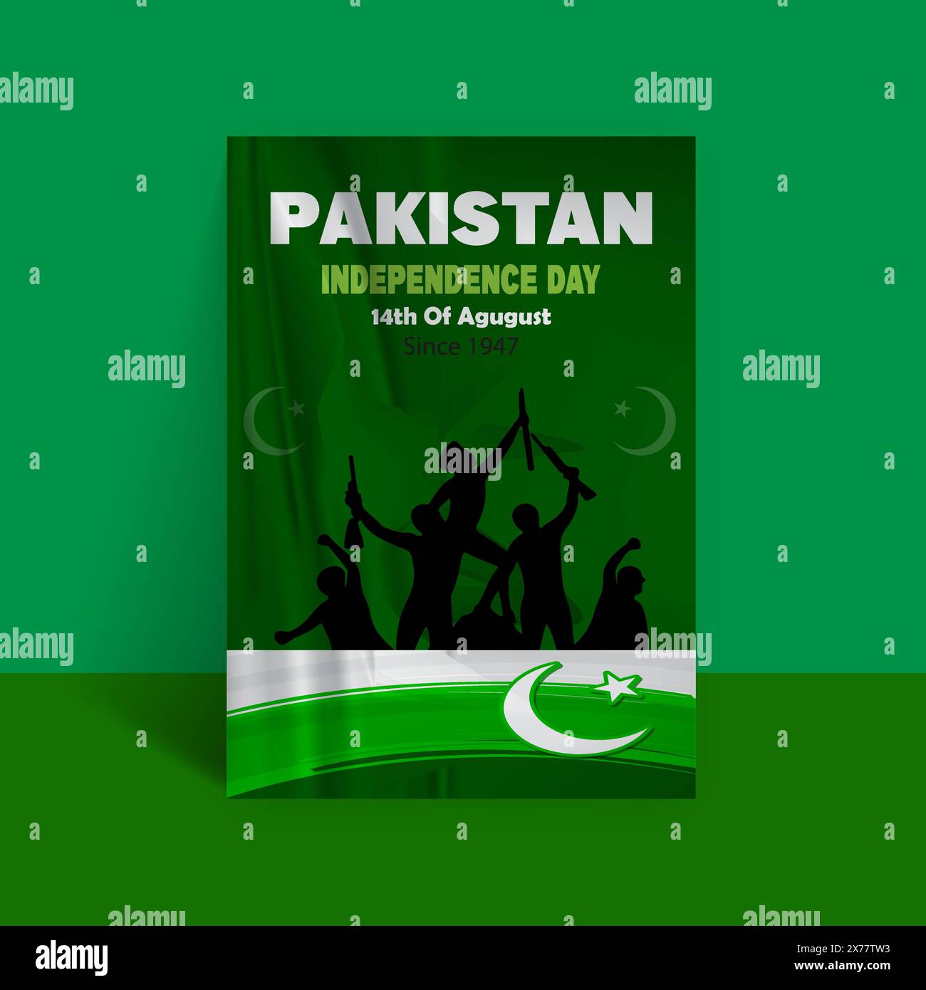 Joyeux 14 août Journée de l'indépendance pakistanaise conception de modèle de flyer Illustration de Vecteur