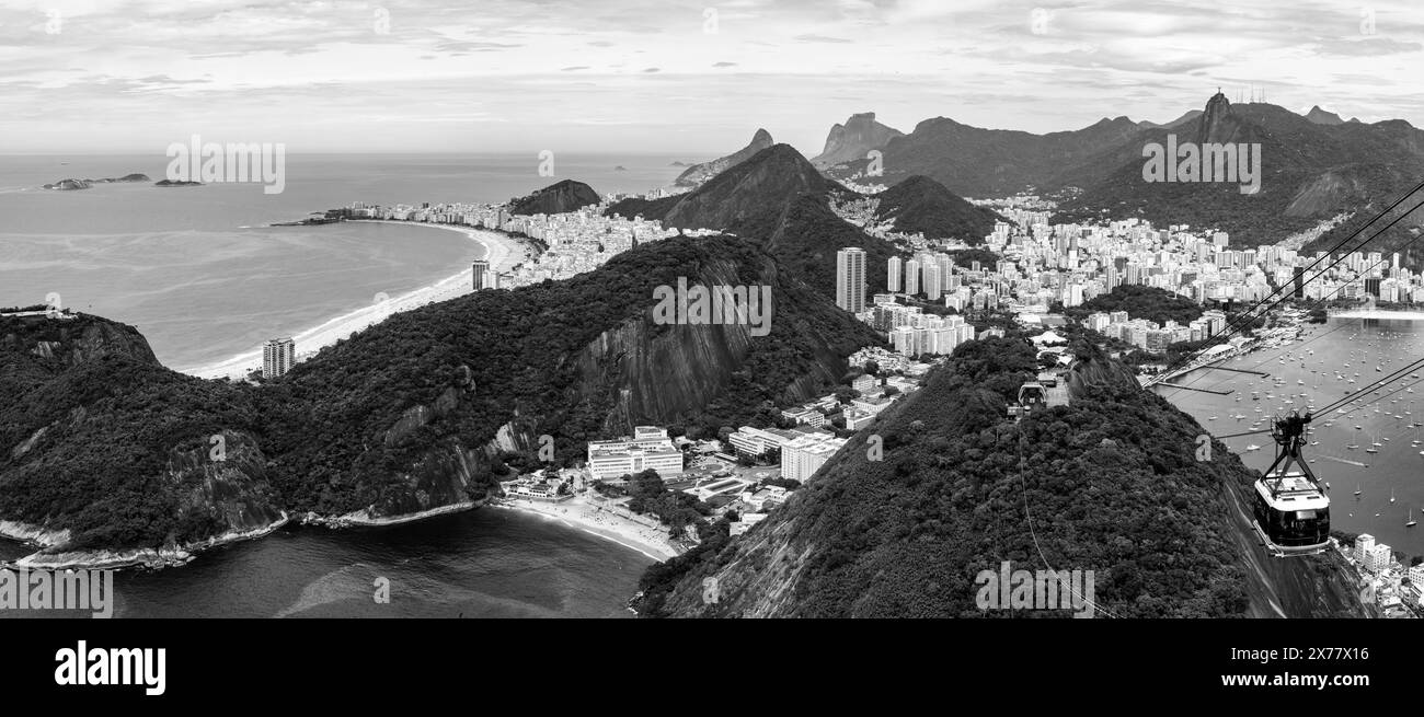 Vue de la ville de Rio de Janeiro depuis la montagne du pain de sucre, Rio de Janeiro, État de Rio de Janeiro, Brésil. Banque D'Images