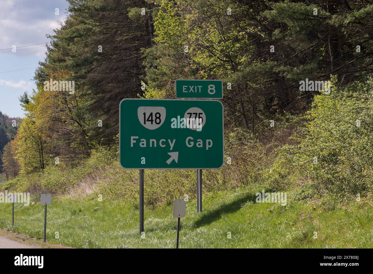 Prenez la sortie 8 et suivez l'Interstate 77 en Virginie pour Virginia 148 et State Road 775 Fancy Gap Banque D'Images
