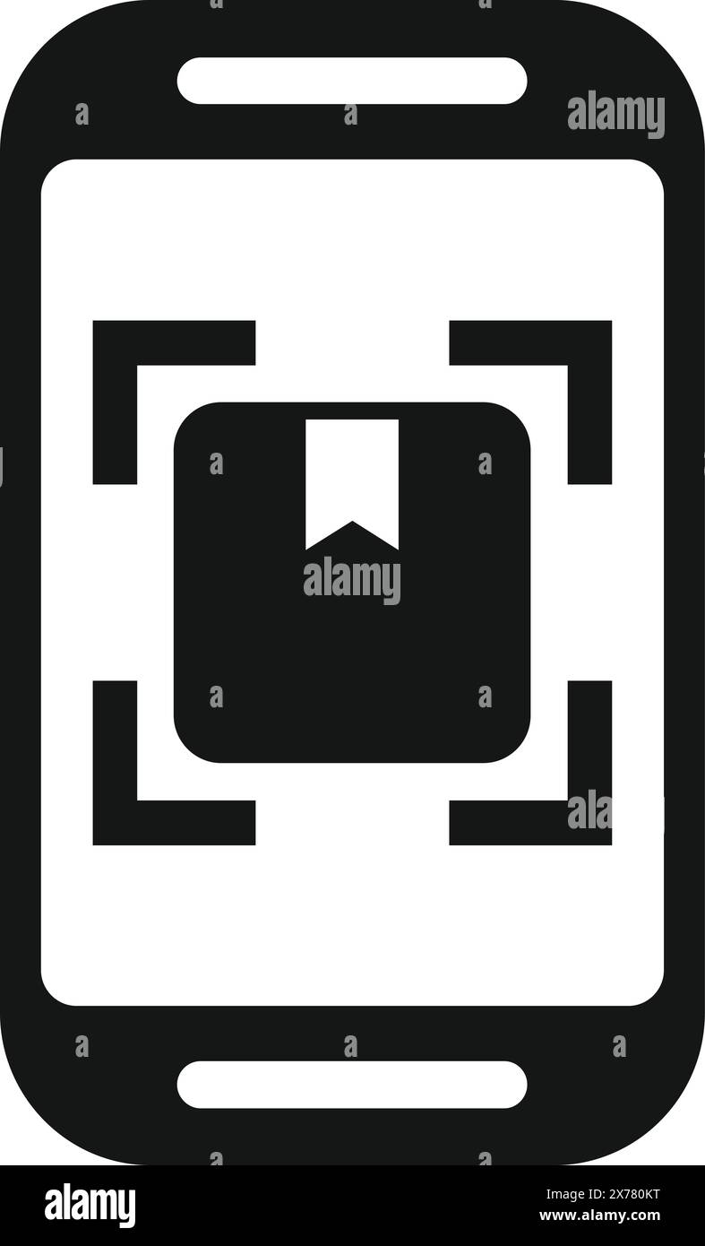 Illustration vectorielle d'un smartphone avec un carré de mise au point central, idéal pour les applications d'appareil photo ou de photographie Illustration de Vecteur