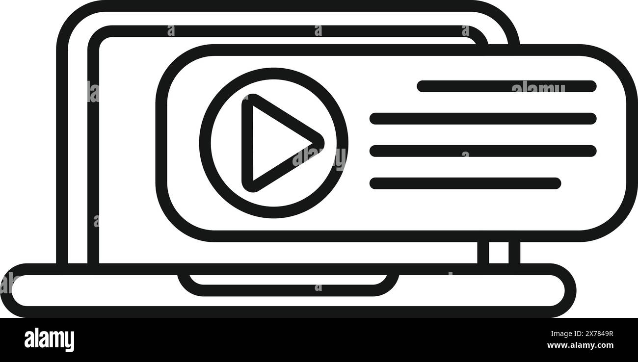 Icône de contour noir représentant la diffusion vidéo en continu sur une plate-forme numérique Illustration de Vecteur